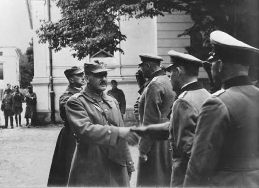 Польские парламентеры во время передачи крепости Модлин представителям немецкого командования.